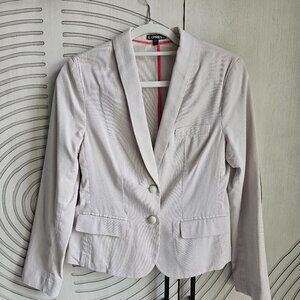 White and Cream Corduroy Two-Button Blazer